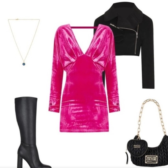 Superdown Pink Velvet Ariana Mini Dress Sz XS Barbiecore Barbie Feminine - Picture 3 of 7